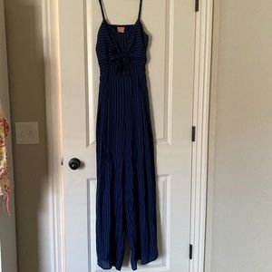 Navy blue open back jumpsuit